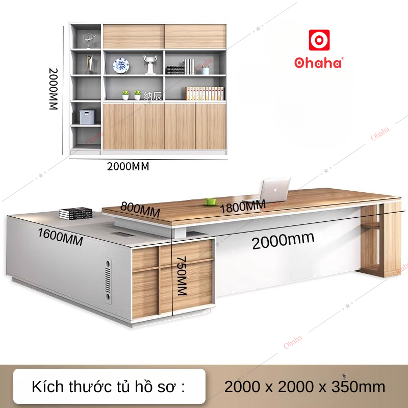 Trọn bộ gồm bàn giám đốc cao cấp và tủ hồ sơ Ohaha - BGD009