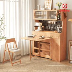 Bộ bàn ăn gấp gọn kết hợp tủ bếp hiện đại OHAHA - BA036