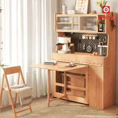 Bộ bàn ăn gấp gọn kết hợp tủ bếp hiện đại OHAHA - BA036