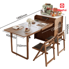 Bộ bàn ăn xếp gọn kết hợp tủ bếp hiện đại OHAHA - BA038