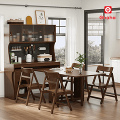 Bộ bàn ăn xếp gọn kết hợp tủ bếp hiện đại OHAHA - BA039
