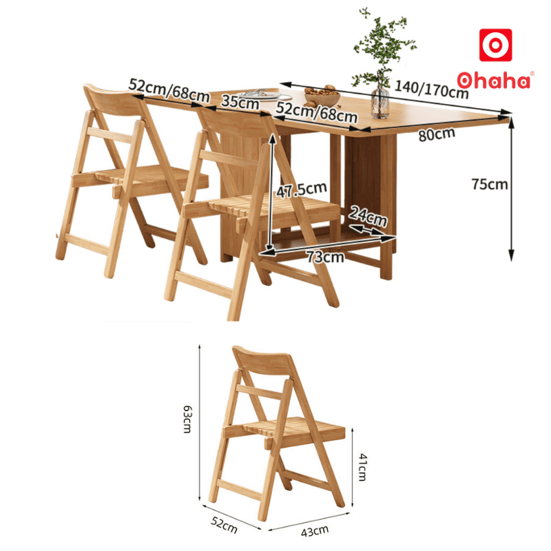 Bộ bàn ăn xếp gọn kết hợp tủ bếp hiện đại OHAHA - BA039