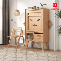 Bộ Bàn Ăn Xếp Gọn Kết Hợp Tủ Bếp Hình Mặt Quạo Hiện Đại OHAHA - BA043 - Chưa Kèm Ghế