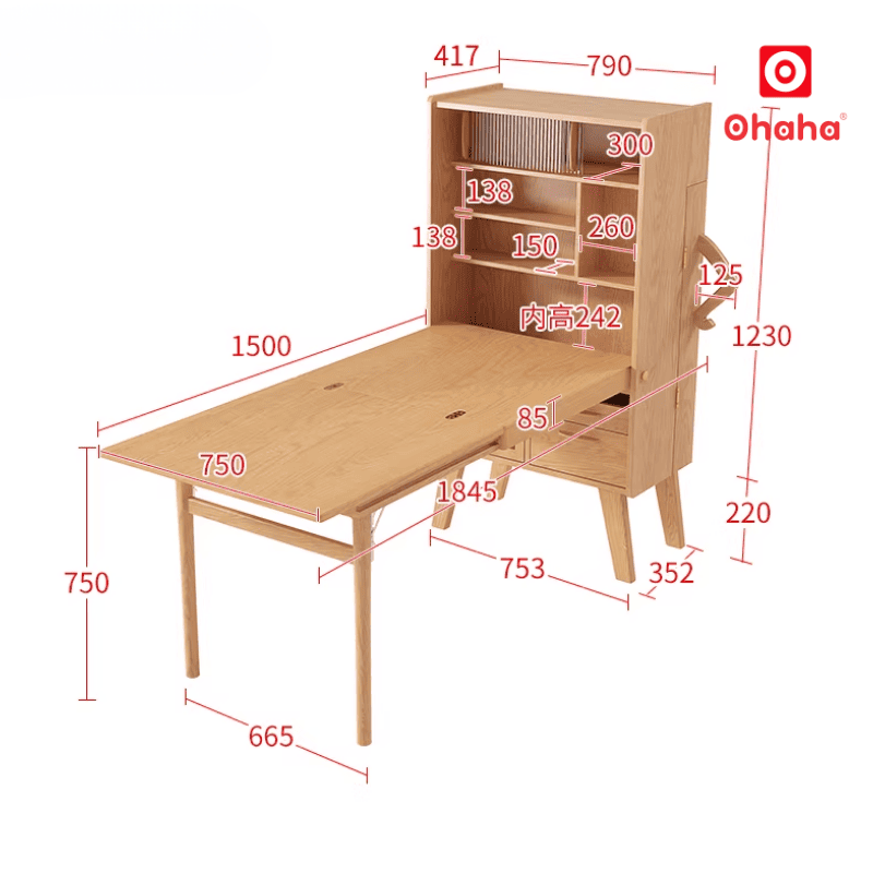 Bộ Bàn Ăn Xếp Gọn Kết Hợp Tủ Bếp Hình Mặt Quạo Hiện Đại OHAHA - BA043 - Chưa Kèm Ghế