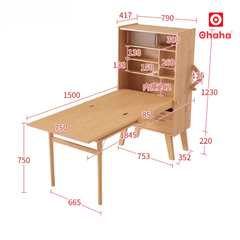 Bộ Bàn Ăn Xếp Gọn Kết Hợp Tủ Bếp Hình Mặt Quạo Hiện Đại OHAHA - BA043 - Chưa Kèm Ghế