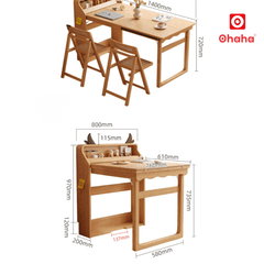 Bộ bàn ăn xếp gọn kết hợp tủ đựng gia vị hiện đại OHAHA - BA040