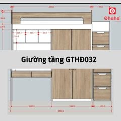 Giường tầng hiện đại tích hợp bàn học và tủ quần áo Ohaha - GTHĐ032