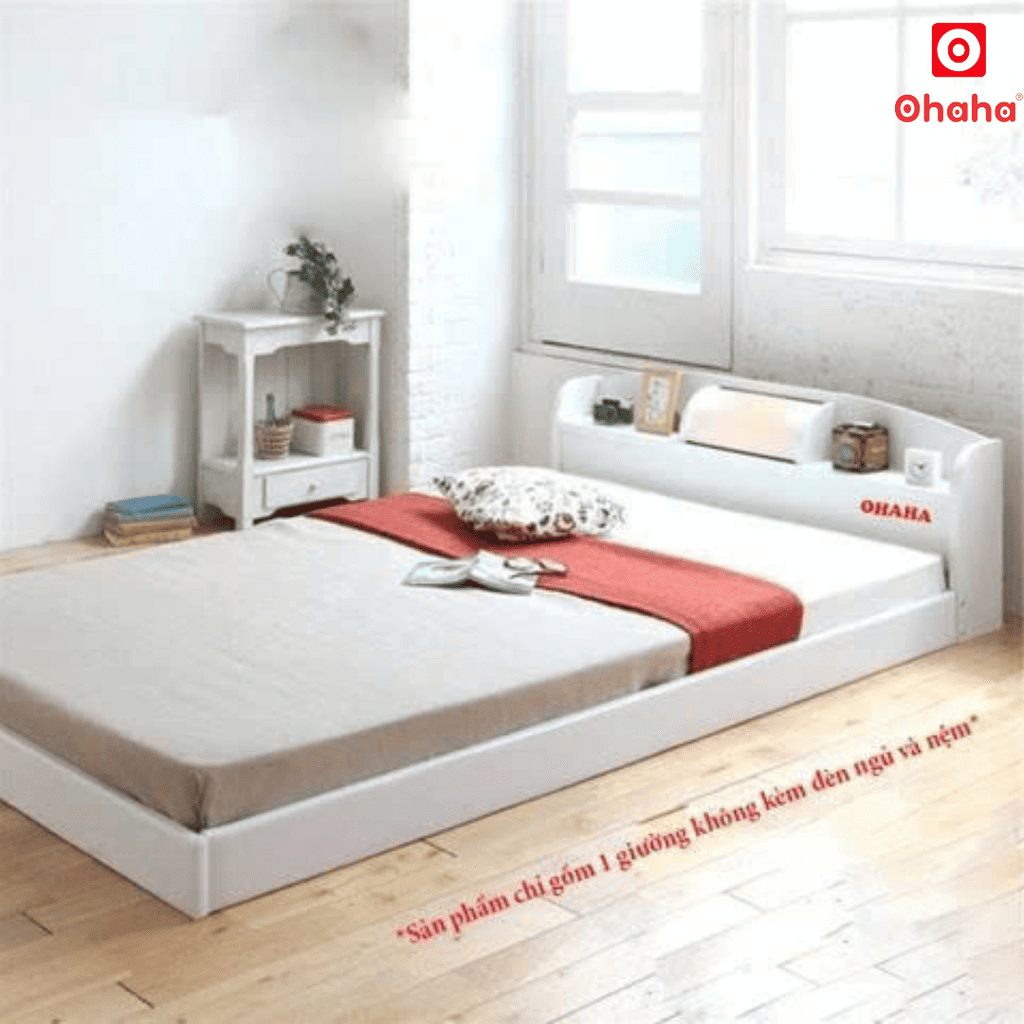 Giường Ngủ Cao Cấp HMR Lõi Xanh Chống Ẩm OHAHA Japanese Style - White Bed
