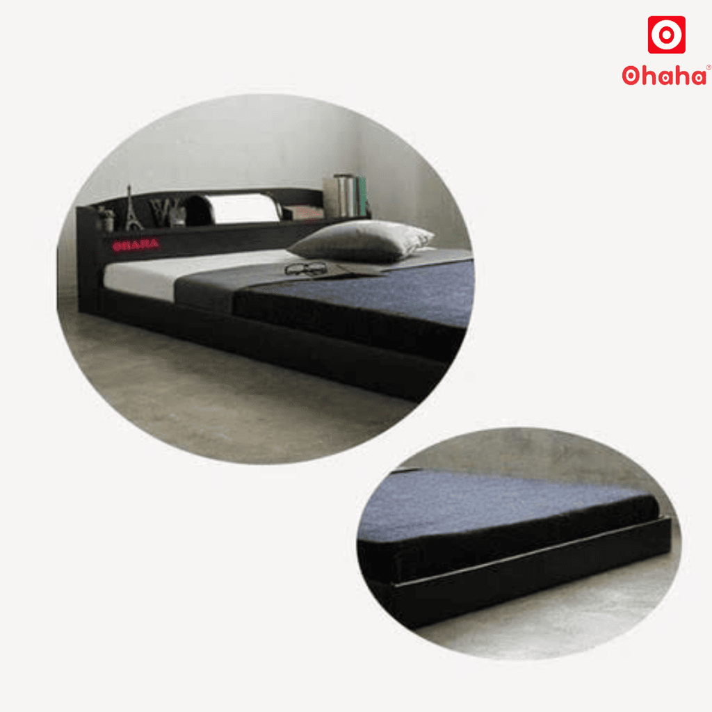 Giường Ngủ Cao Cấp HMR Lõi Xanh Chống Ẩm OHAHA Japanese Style - Black Bed