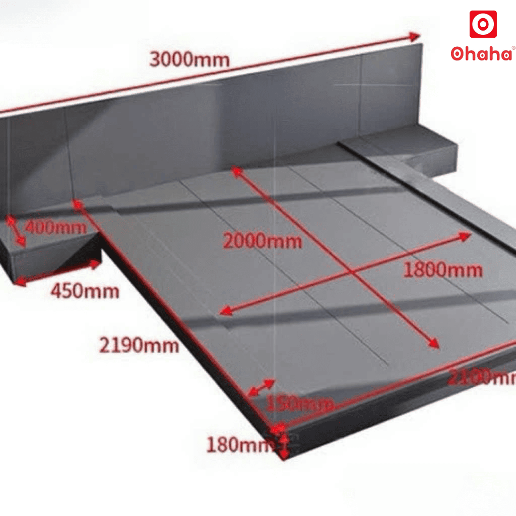 Giường ngủ bệt kiểu Nhật kèm vách đầu giường Ohaha - GB003