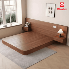 Giường ngủ bệt kiểu Nhật kèm 2 tab đầu giường hiện đại OHAHA - GB018