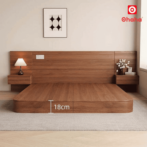 Giường ngủ bệt kiểu Nhật có tab đầu giường hiện đại OHAHA - GB018