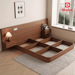 Giường ngủ bệt kiểu Nhật kèm 2 tab đầu giường hiện đại OHAHA - GB018