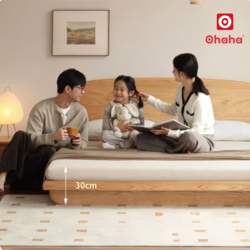 Giường ngủ bệt kiểu Nhật gỗ tự nhiên cao cấp OHAHA - GGTN015
