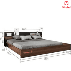 Giường ngủ bệt kiểu Nhật kèm tủ đầu giường và hộc kéo Ohaha - GB004