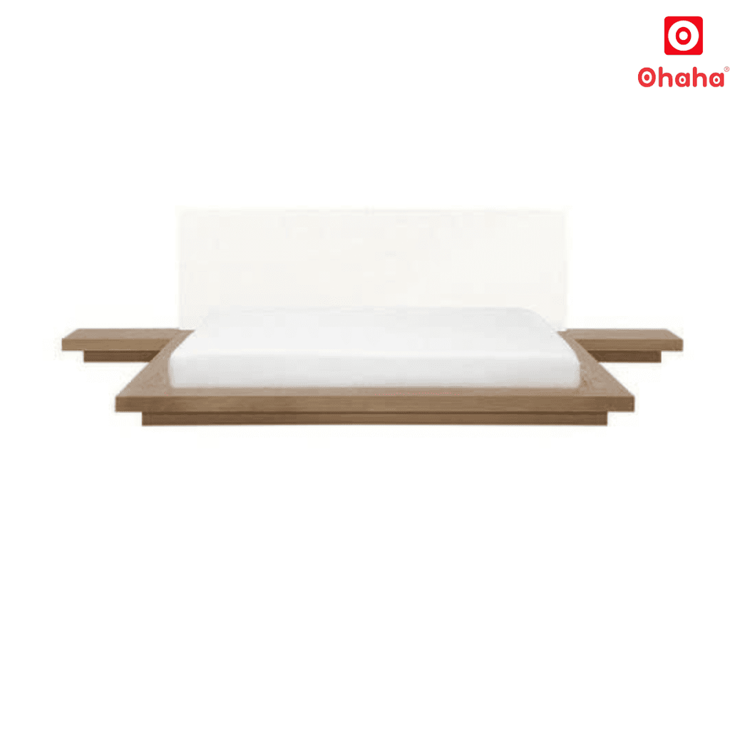 Giường ngủ bệt kiểu Nhật kèm vách và bọc nệm đầu giường Ohaha - GB006