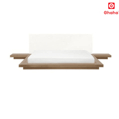 Giường ngủ bệt kiểu Nhật kèm vách và bọc nệm đầu giường Ohaha - GB006