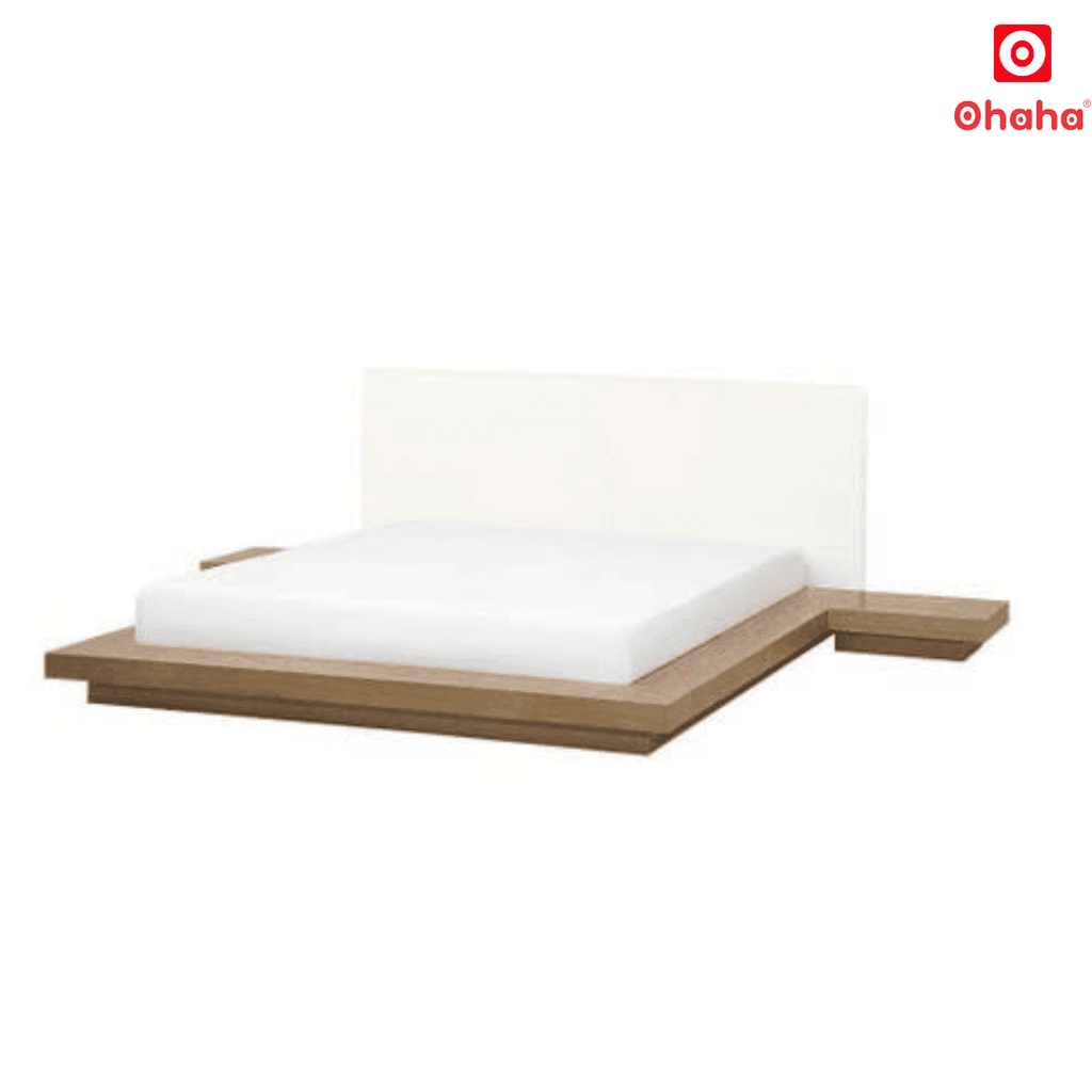 Giường ngủ bệt kiểu Nhật kèm vách và bọc nệm đầu giường Ohaha - GB006