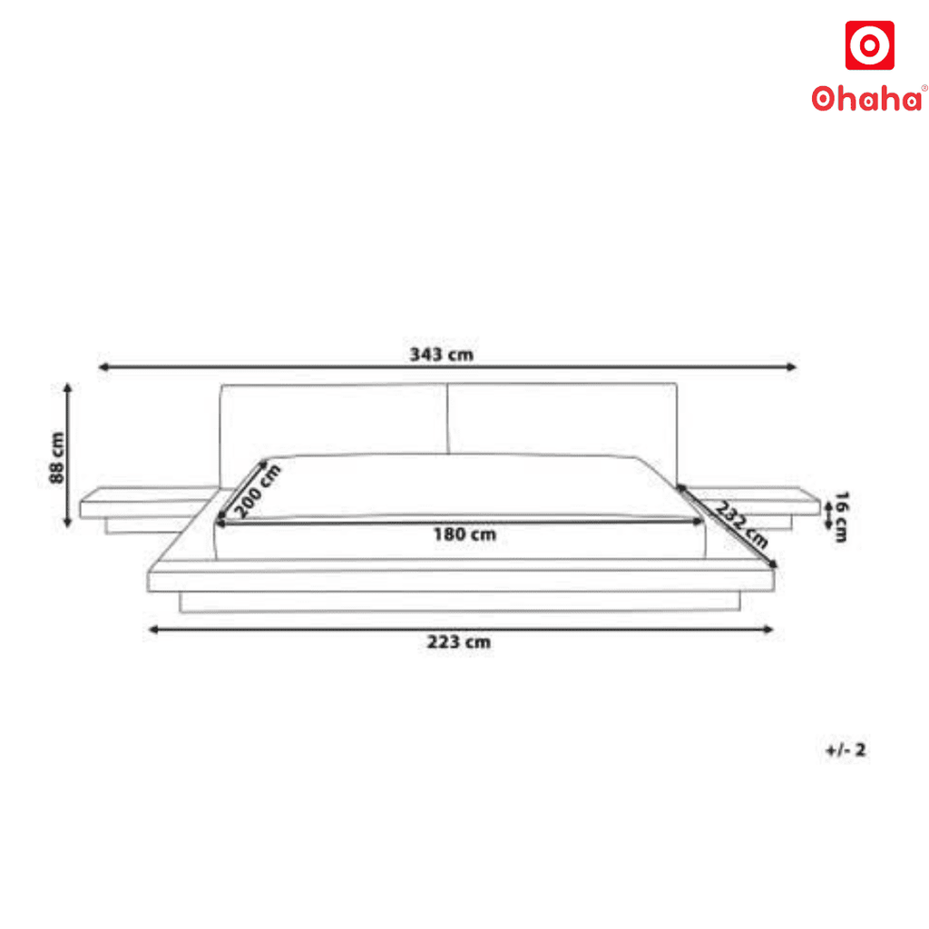 Giường ngủ bệt kiểu Nhật kèm vách và bọc nệm đầu giường Ohaha - GB008
