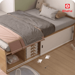 Giường ngủ bọc nệm có ngăn kéo cửa lùa hiện đại OHAHA - GC086