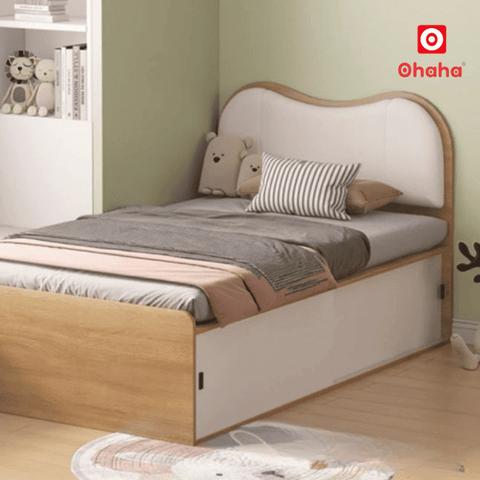 Giường ngủ bọc nệm có ngăn kéo cửa lùa hiện đại OHAHA - GC086