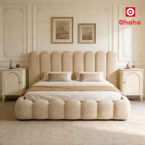 Giường ngủ bọc nệm kiểu mây hiện đại OHAHA - GN050