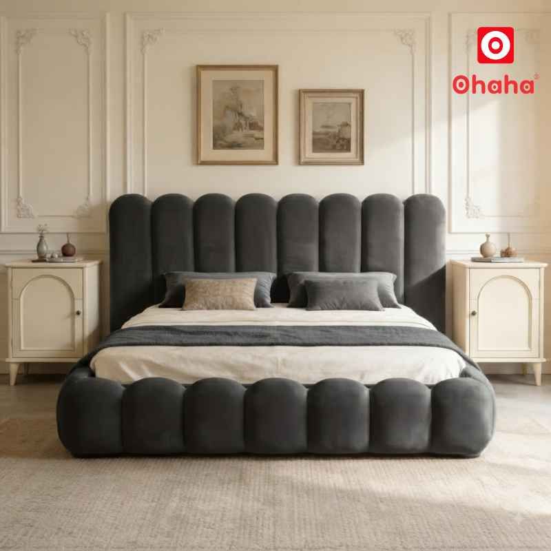 Giường ngủ bọc nệm kiểu mây hiện đại OHAHA - GN050