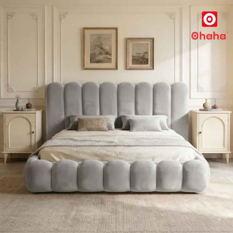 Giường ngủ bọc nệm kiểu mây hiện đại OHAHA - GN050