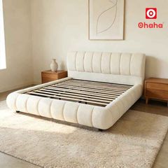 Giường ngủ bọc nệm vải lông cừu hiện đại OHAHA - GN051