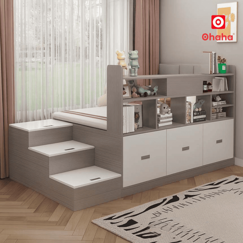 Giường ngủ đa năng kết hợp cầu thang và tủ chứa đồ OHAHA - GC062