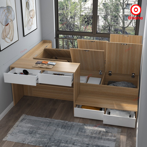 Combo giường ngủ đa năng kết hợp tủ và bàn học Ohaha - GĐN003