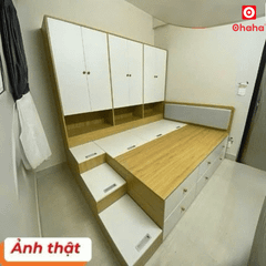 Combo giường ngủ đa năng nhiều tủ kệ Ohaha - GĐN001