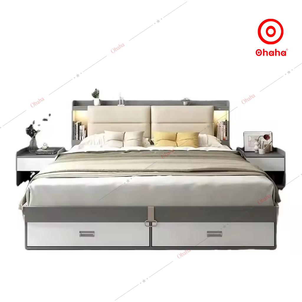 Giường ngủ gỗ cao cấp bọc nệm Ohaha - GN029
