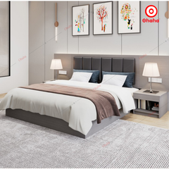 Giường ngủ gỗ công nghiệp hiện đại kèm tab đầu giường OHAHA - GC049