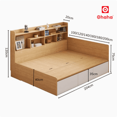 Giường ngủ gỗ công nghiệp hiện đại kèm kệ sách OHAHA - GC077