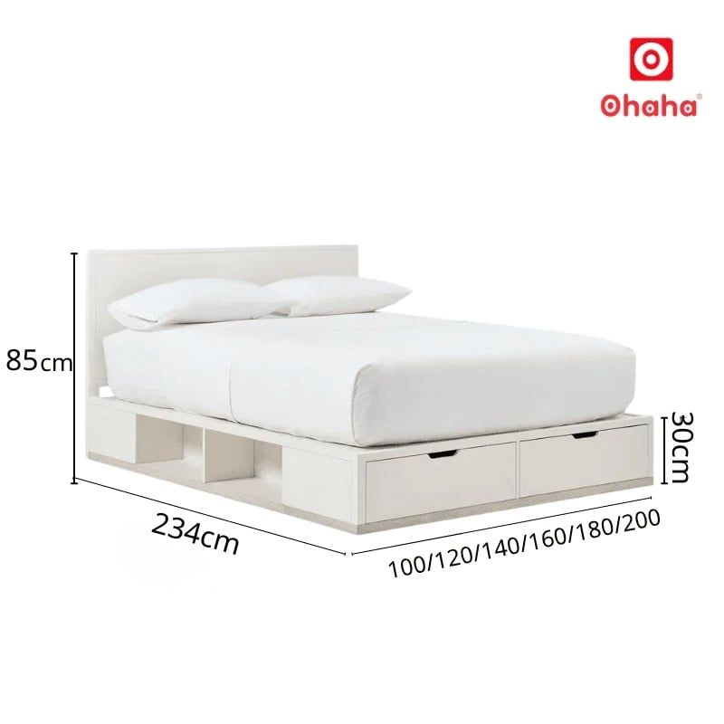 Giường ngủ gỗ công nghiệp hiện đại nhiều ngăn chứa đồ OHAHA - GC085