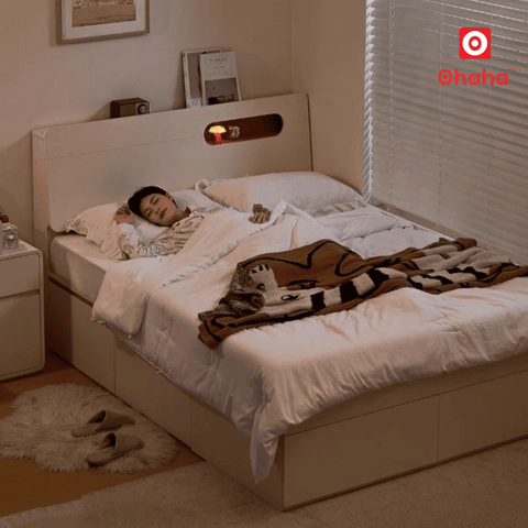 Giường ngủ gỗ công nghiệp hiện đại nhiều ngăn kéo OHAHA - GC083