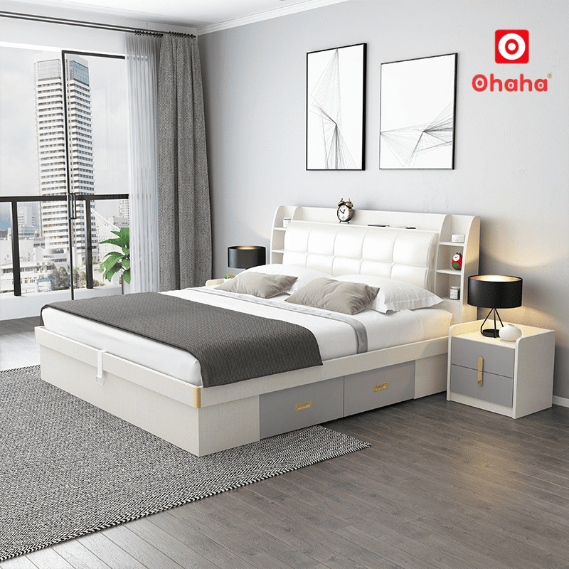 Giường ngủ gỗ công nghiệp hiện đại OHAHA - GC078