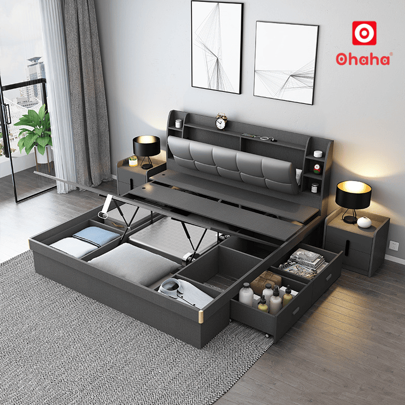 Giường ngủ gỗ công nghiệp hiện đại OHAHA - GC078