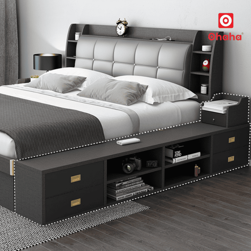 Giường ngủ gỗ công nghiệp hiện đại OHAHA - GC078