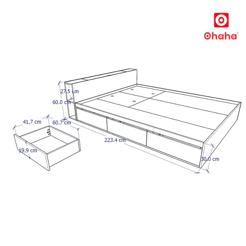 Giường ngủ gỗ công nghiệp hiện đại OHAHA - GC082