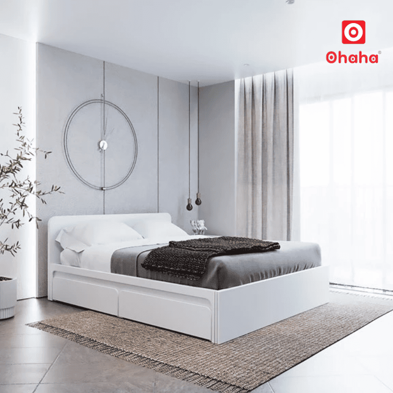 Giường ngủ gỗ công nghiệp hiện đại phong cách Bắc Âu OHAHA - GC081