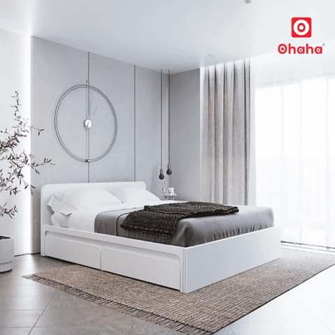 Giường ngủ gỗ công nghiệp hiện đại phong cách Bắc Âu OHAHA - GC081