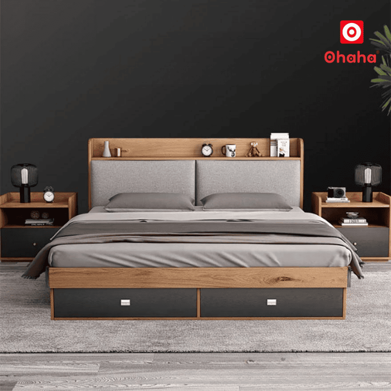 Giường ngủ gỗ công nghiệp hiện đại OHAHA - GC079