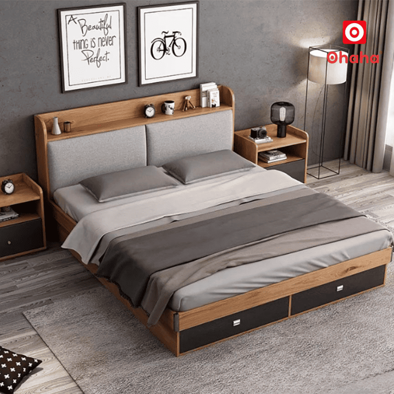 Giường ngủ gỗ công nghiệp hiện đại OHAHA - GC079