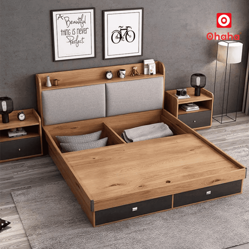 Giường ngủ gỗ công nghiệp hiện đại OHAHA - GC079