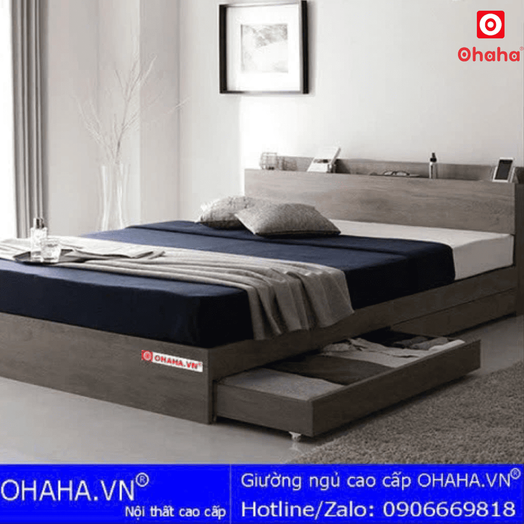 Giường ngủ gỗ công nghiệp cao cấp OHAHA - GC028