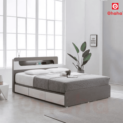 Giường ngủ gỗ công nghiệp cao cấp OHAHA - GC033 - 02 - Kèm đèn Led