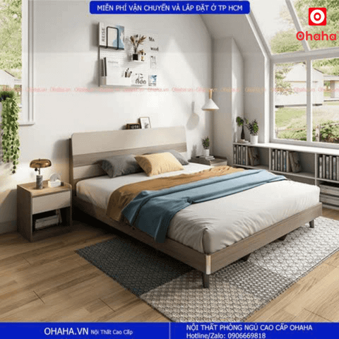 Giường ngủ gỗ công nghiệp cao cấp OHAHA  - GC038
