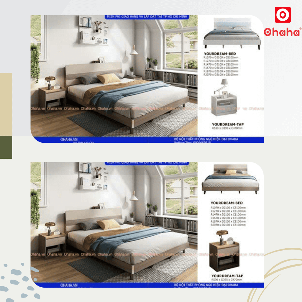 Giường ngủ gỗ công nghiệp cao cấp OHAHA  - GC038